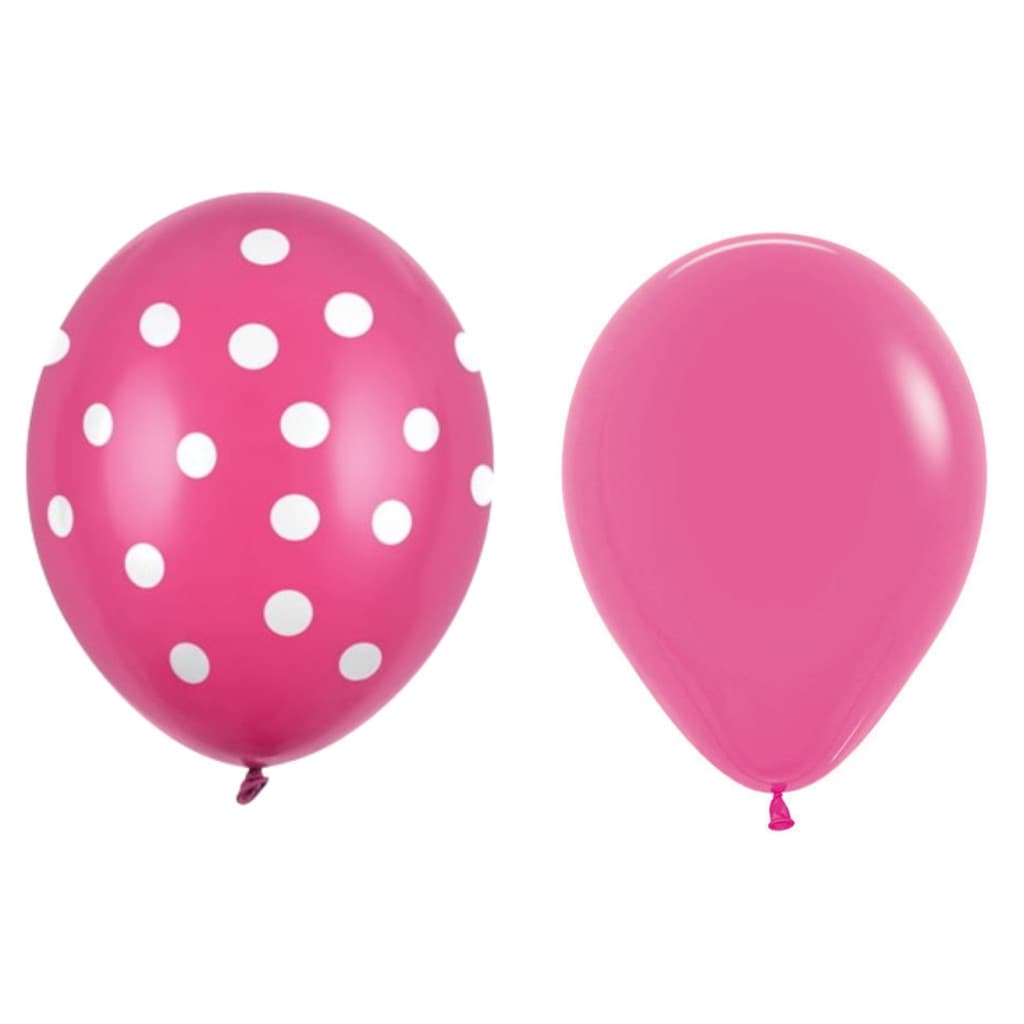 Set 10 Baloane din Latex, Model Party cu Buline si Simple, 30 cm, Fucsia, 2.8 g — principală