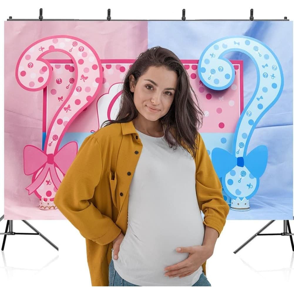 Banner pentru petrecere, model Girl or Boy, tematica Gender Reveal, 150 x 100 cm, albastru/roz — varianta 5