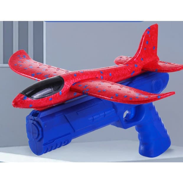 Pistol cu lansator de avion, pistol albastru/avion rosu, 38 cm — varianta 2