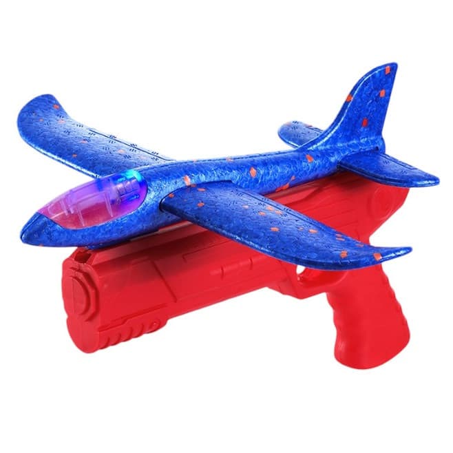 Pistol cu lansator de avion, pistol rosu/avion albastru, cu lumini, 24 cm — principală