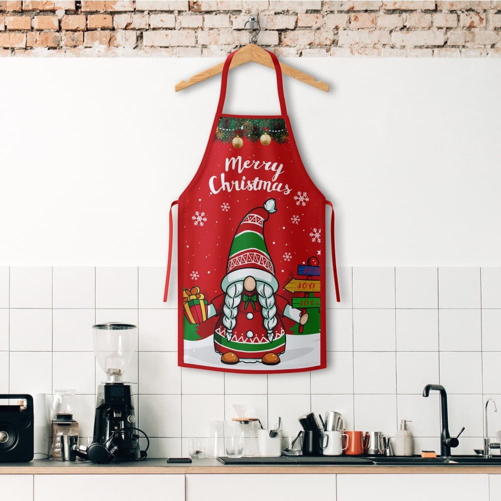 Sort de bucatarie decorativ, tema Craciun, 50 x 70 cm, model elf — varianta 4