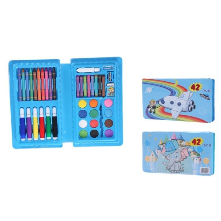 Set 42 piese de pictura si desen, tip penar, model elefant, albastru — 2