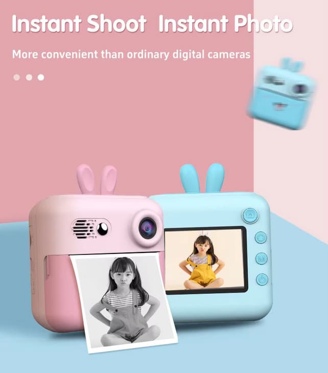 Aparat foto, camera video Full HD pentru copii IDK-A23, imprimanta termica incorporata, roz — varianta 2