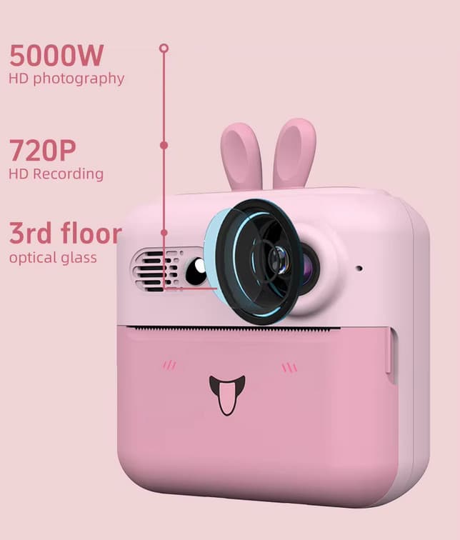 Aparat foto, camera video Full HD pentru copii IDK-A23, imprimanta termica incorporata, albastra — varianta 4