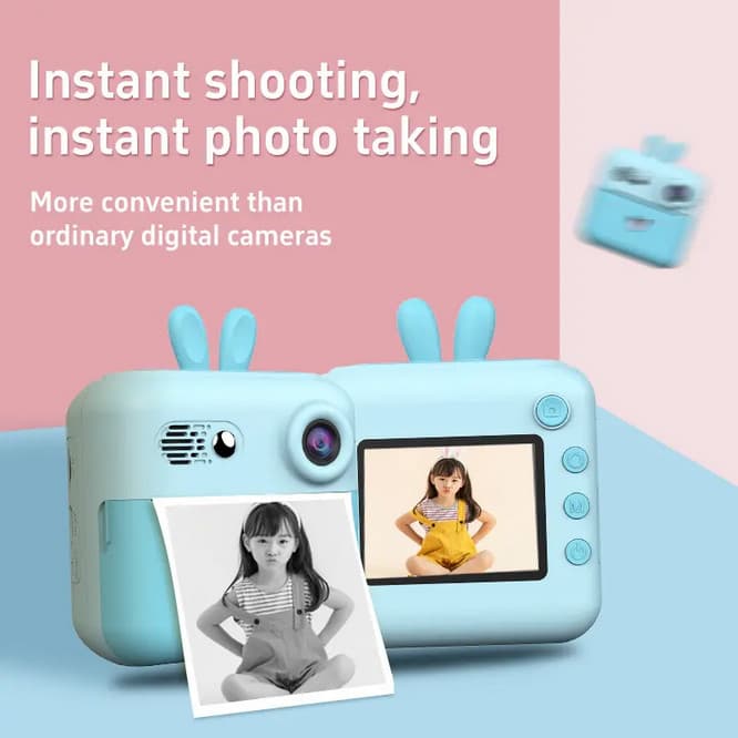Aparat foto, camera video Full HD pentru copii IDK-A23, imprimanta termica incorporata, albastra — varianta 5