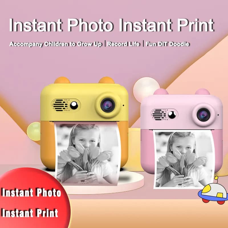 Aparat foto, camera video Full HD pentru copii IDK-A22, imprimanta termica incorporata, roz — varianta 3