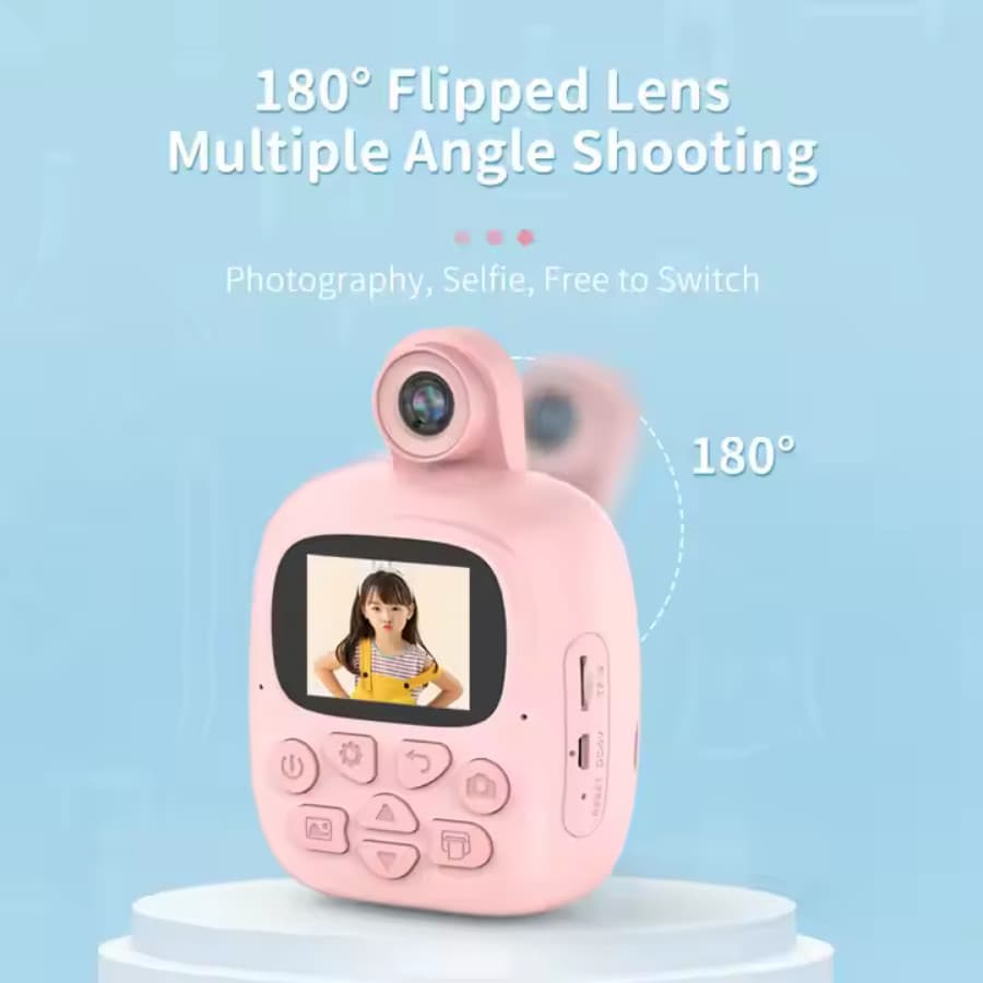 Aparat foto, camera video Full HD pentru copii IDK-A19, imprimanta termica incorporata, turcoaz — varianta 4