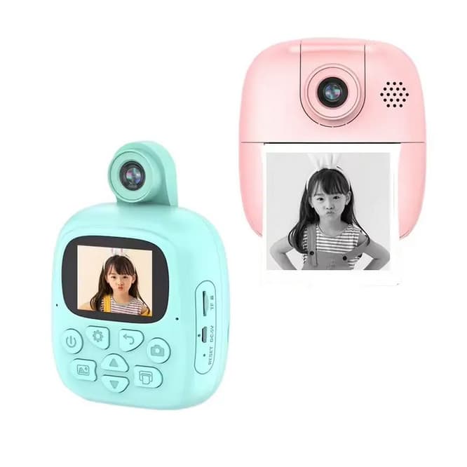 Aparat foto, camera video Full HD pentru copii IDK-A19, imprimanta termica incorporata, turcoaz — varianta 6