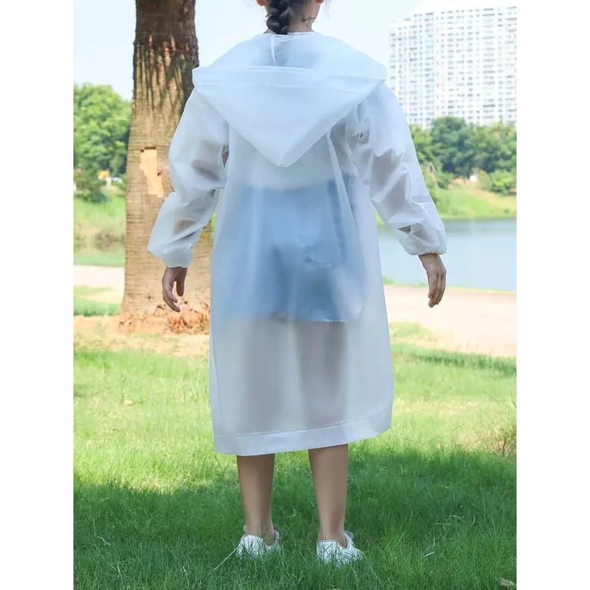 Pelerina de ploaie pentru copii, 100 - 145 cm, din EVA, inchidere cu capse, alba — varianta 2