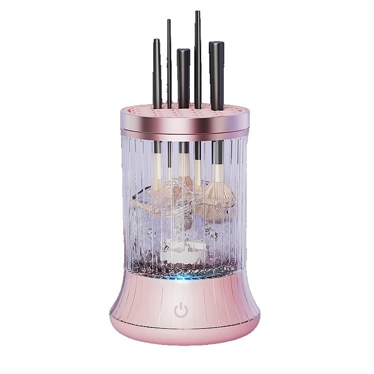 Dispozitiv Portabil de Curatare a Pensulelor de Machiaj,  pentru Pensule de Diferite Dimensiuni, 5V, 7000RPM, Vibratii Sonice, USB Type C, 9x9x16 cm, Roz — varianta 2