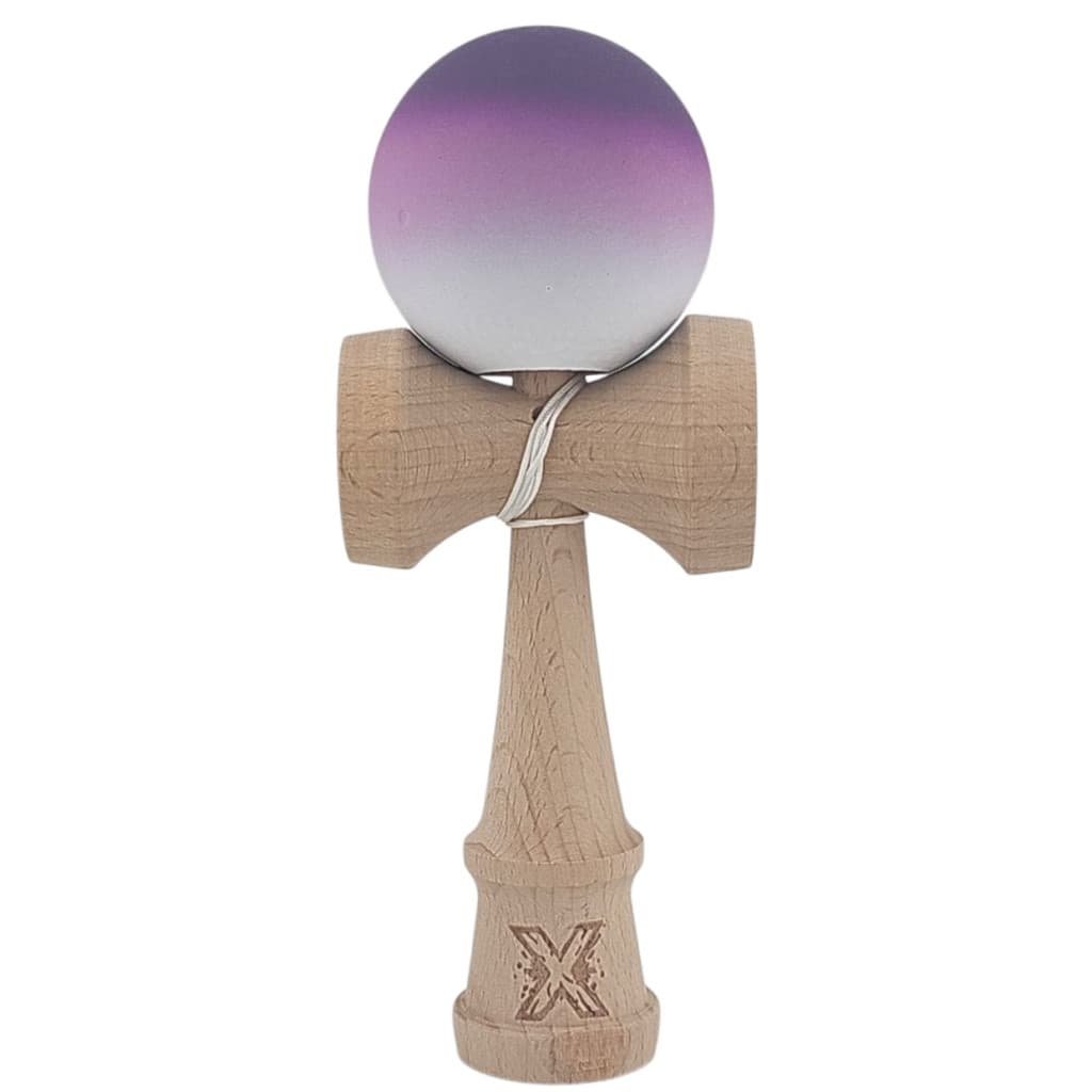Jucarie lemn Kendama X, originala, profesionala, Rubber Grip, negru/mov/alb — principală