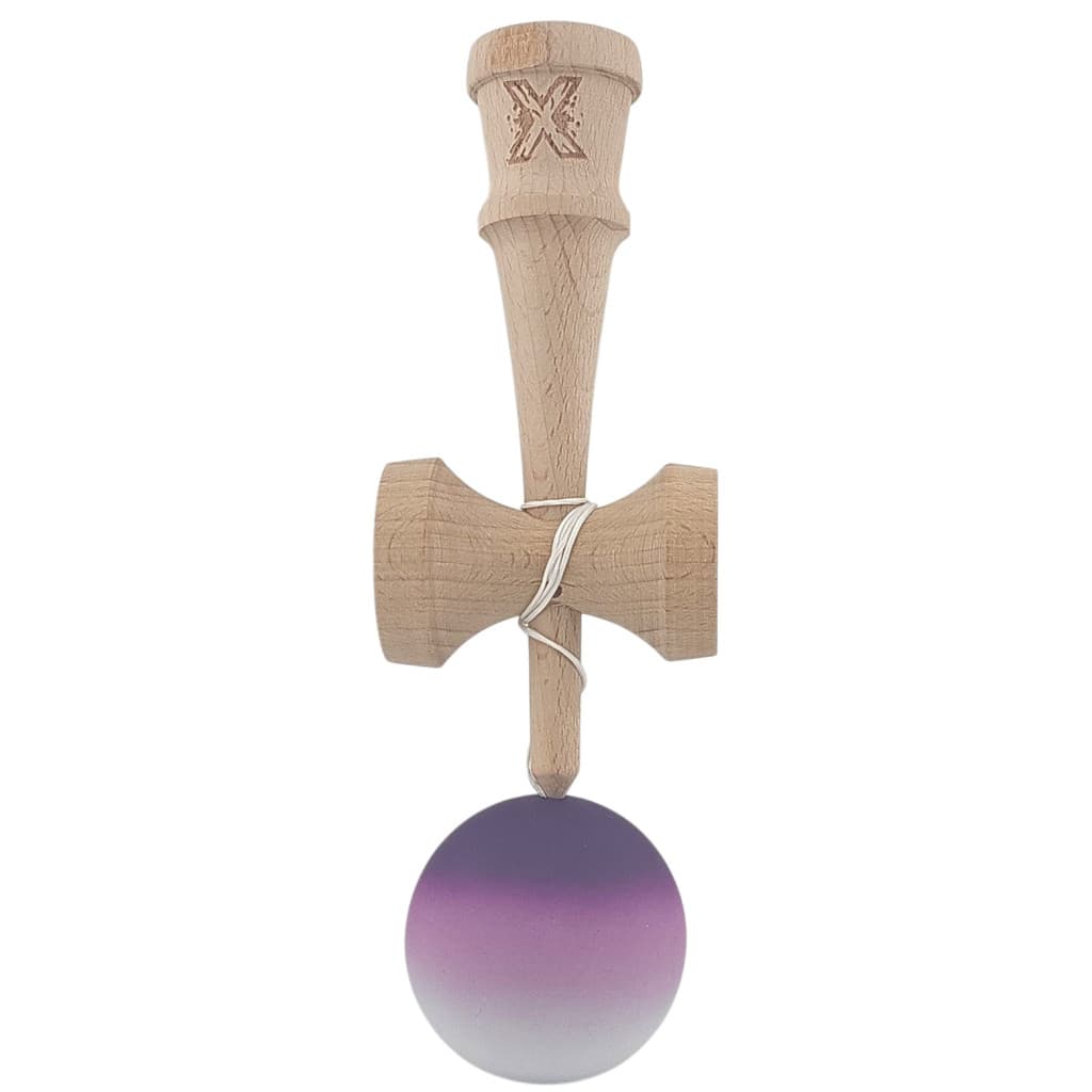 Jucarie lemn Kendama X, originala, profesionala, Rubber Grip, negru/mov/alb — varianta 3
