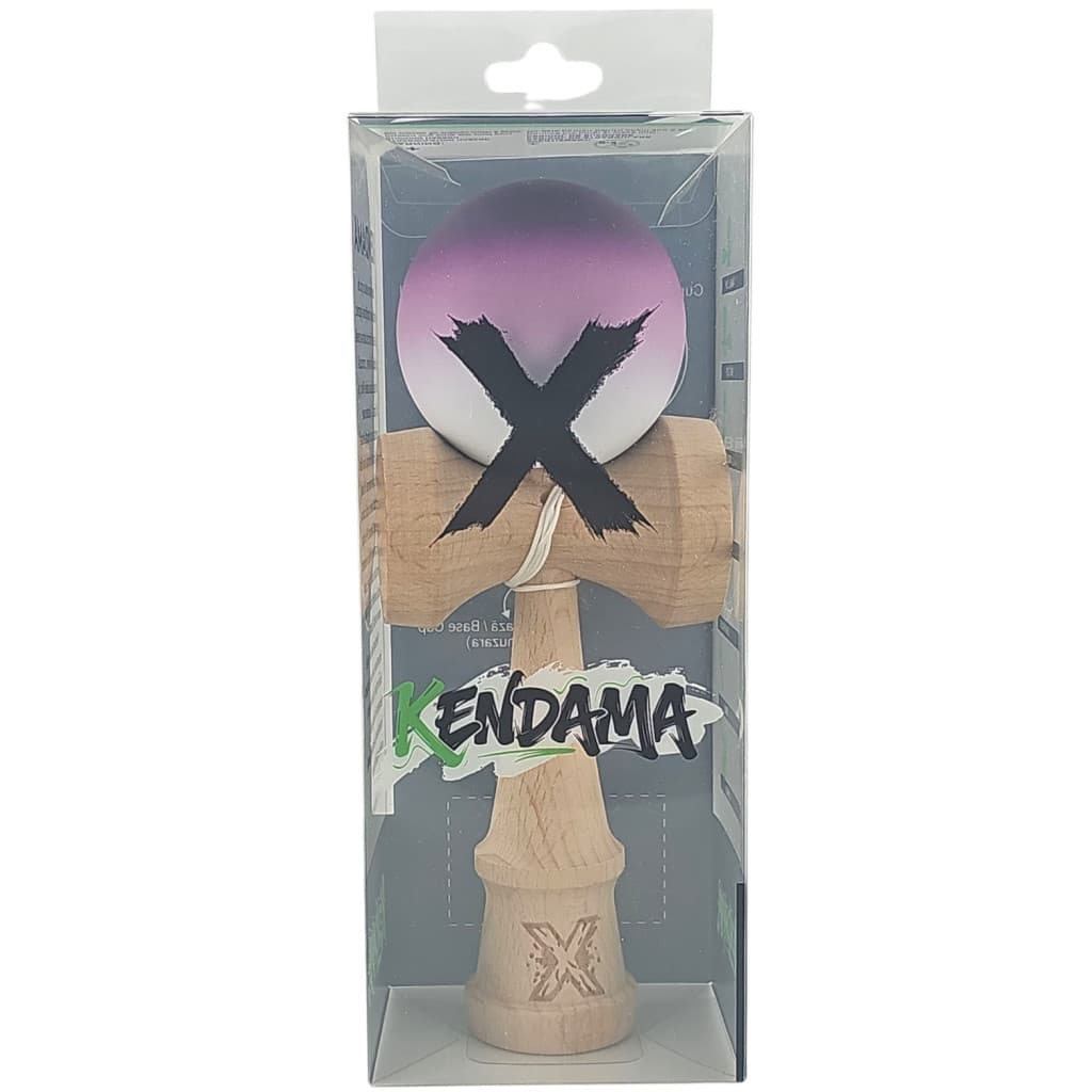 Jucarie lemn Kendama X, originala, profesionala, Rubber Grip, negru/mov/alb — varianta 4