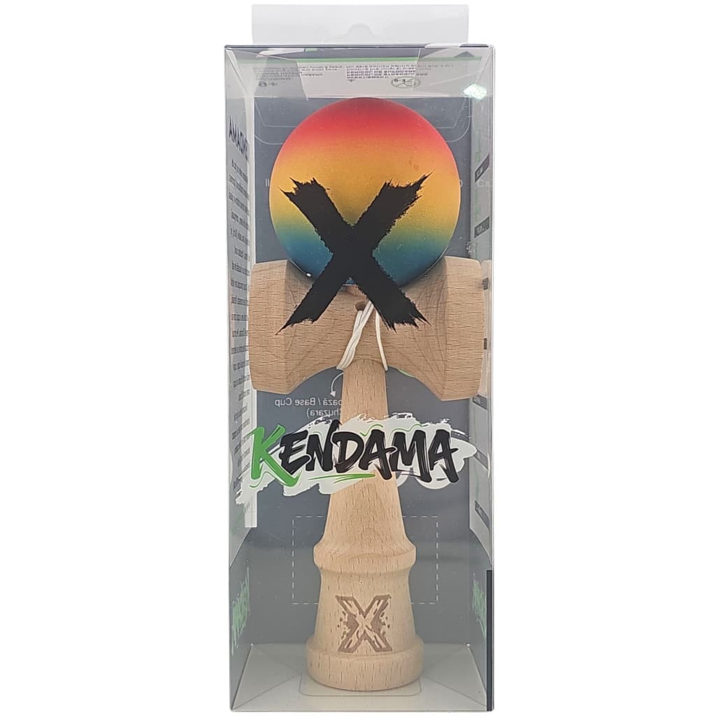 Jucarie lemn Kendama, 18 cm, gradient rosu/galben/albastru — varianta 5