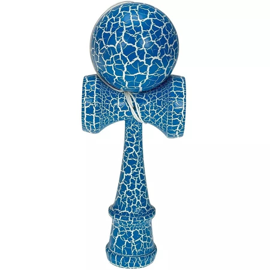 Jucarie lemn Kendama X model Crack, 18 cm, albastra — principală