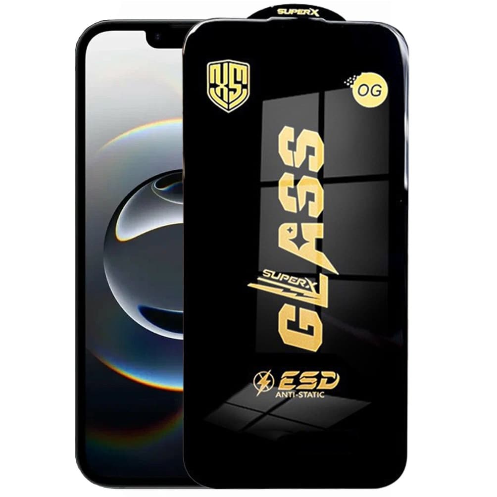 Folie sticla Apple iPhone 14, Full Glue SuperX, ESD, margini negre — principală