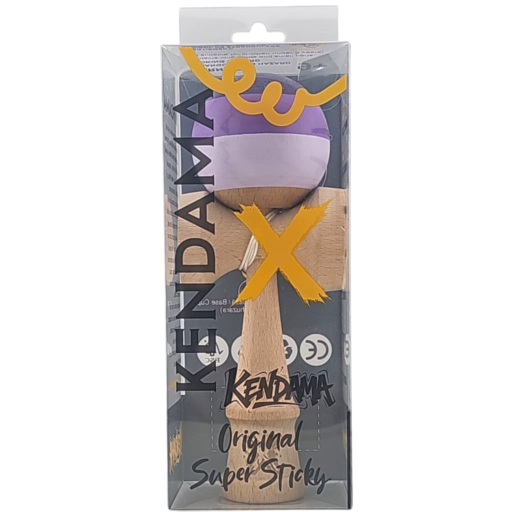 Jucarie lemn Kendama X, originala, profesionala, Super Sticky, 18 cm, mov/lila — 5