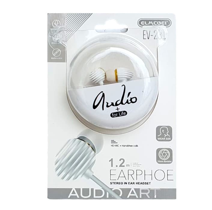 Casti audio cu microfon EV-230, conector jack 3.5 mm, cablu 1.2 m, cutie depozitare, albe — principală