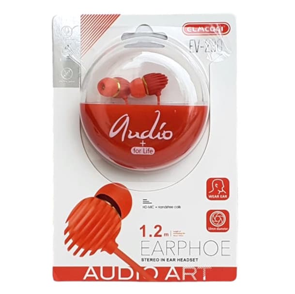 Casti audio cu microfon EV-230, conector jack 3.5 mm, cablu 1.2 m, cutie depozitare, rosii — principală