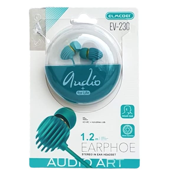 Casti audio cu microfon EV-230, conector jack 3.5 mm, cablu 1.2 m, cutie depozitare, turcoaz — principală