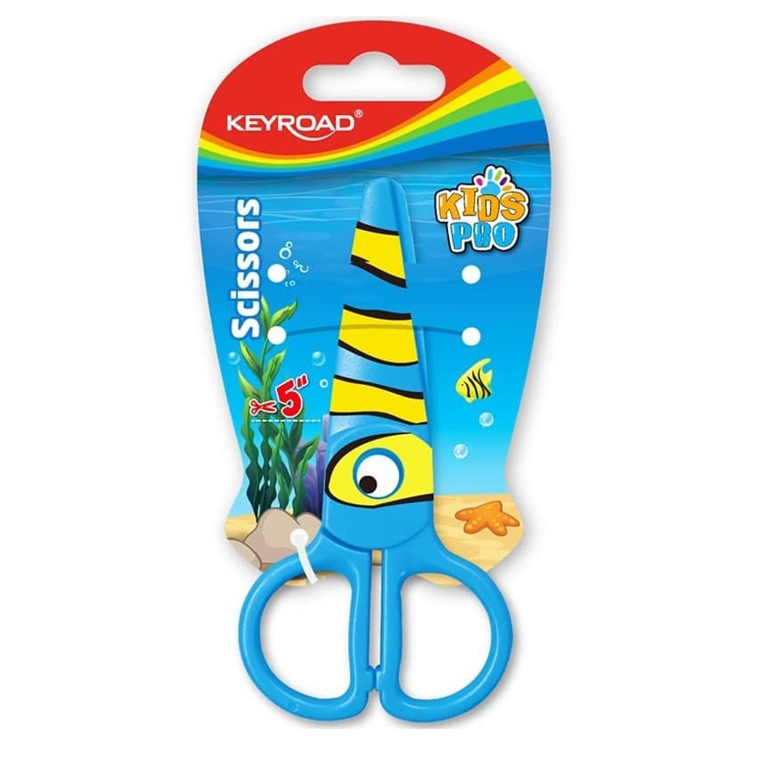 Foarfeca Keyroad Kids Pro KR971402, 13 cm, plastic, prescolari, peste albastru, blister — principală