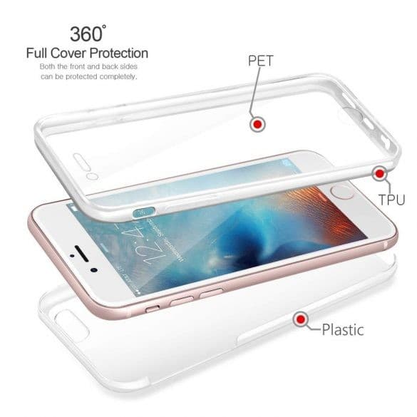 Husa protectie iPhone 12 / 12 Pro (fata + spate) Fully PC & PET 360°, transparenta — varianta 3