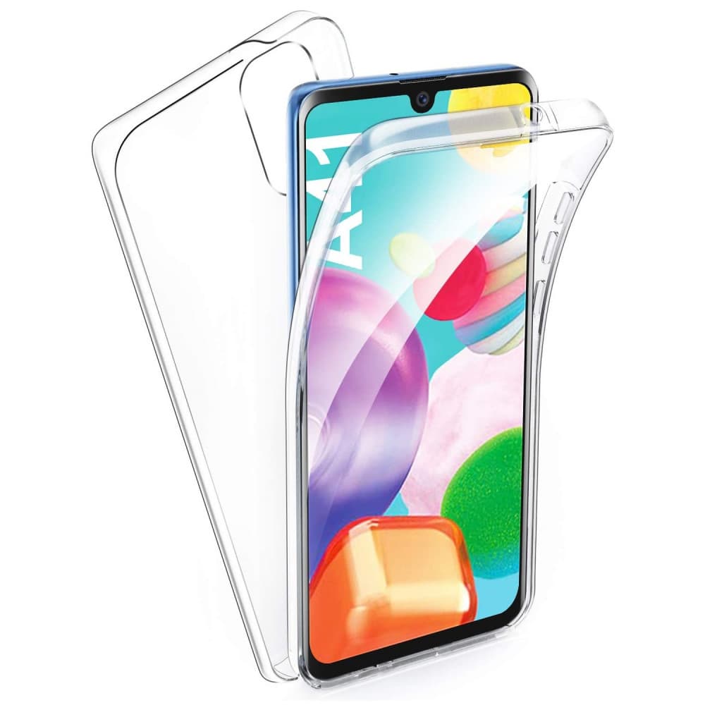 Husa protectie Samsung Galaxy A41 (fata + spate) Fully PC & PET 360°, transparenta — principală