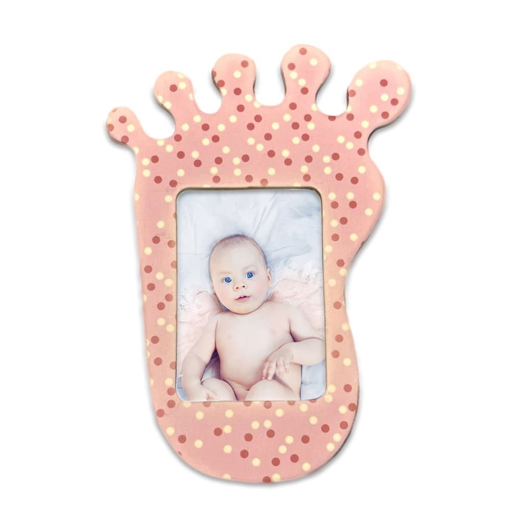Magnet cu fotografia ta, design picior bebe roz, insertie foto 5 x 3,5 cm — principală