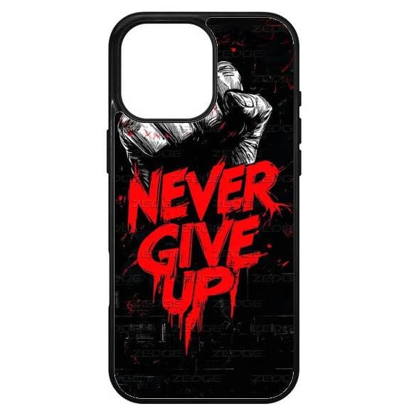 Husa protectie Apple iPhone 14 Pro, Colorful Aluminium TPU, mesaj Never Give Up — principală