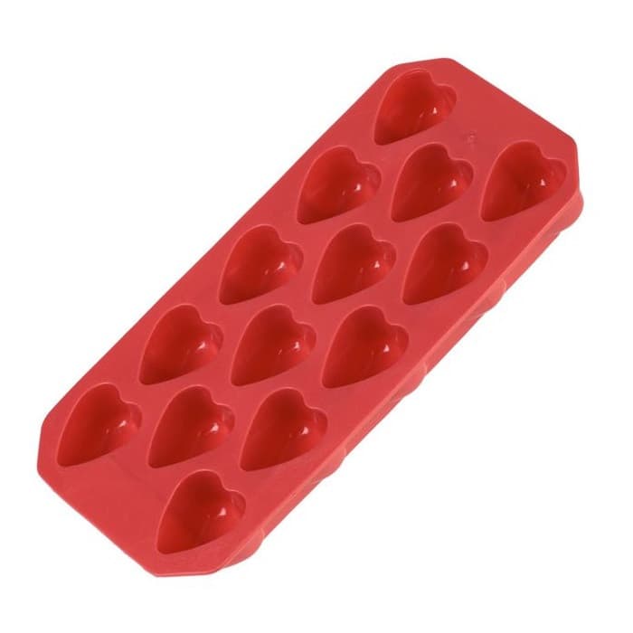 Forma din silicon rosu, model inimi, pentru 14 cuburi de gheata, 22 x 11 x 2.5 cm — principală