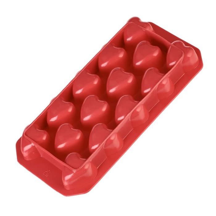 Forma din silicon rosu, model inimi, pentru 14 cuburi de gheata, 22 x 11 x 2.5 cm — varianta 2