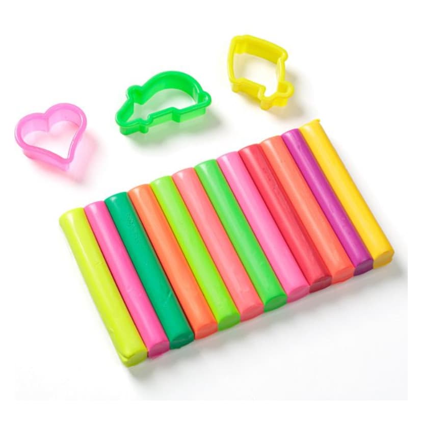 Set plastilina 12 culori diferite neon & forme, 15 piese — 2