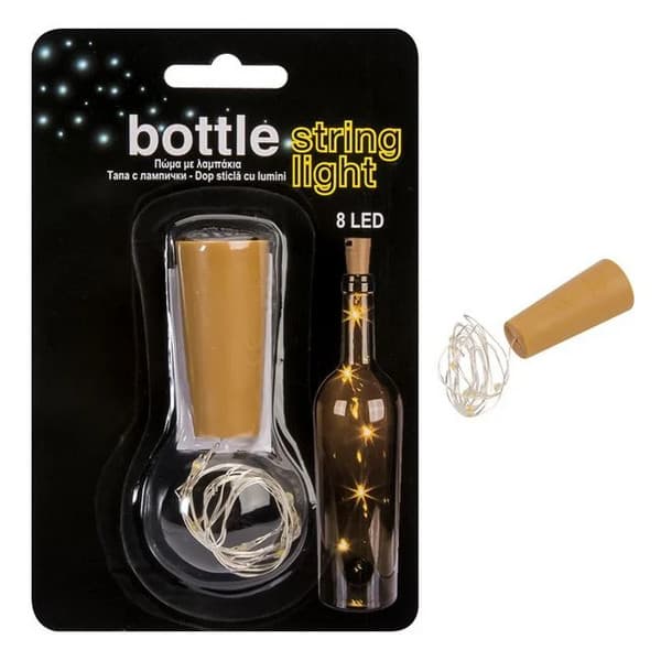 Dop pentru sticle decorativ cu LED, alb cald — principală