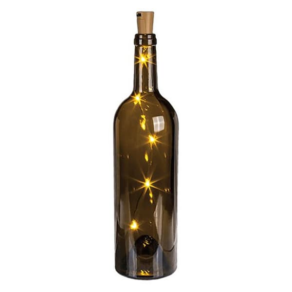 Dop pentru sticle decorativ cu LED, alb cald — varianta 2
