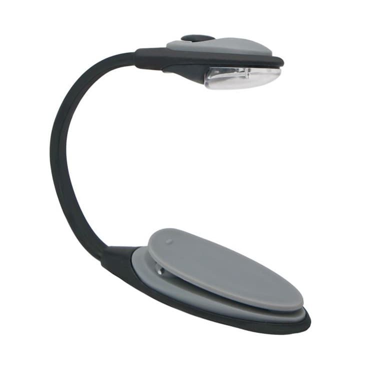MIni lampa LED, clips prindere pentru citit, negru/gri — principală