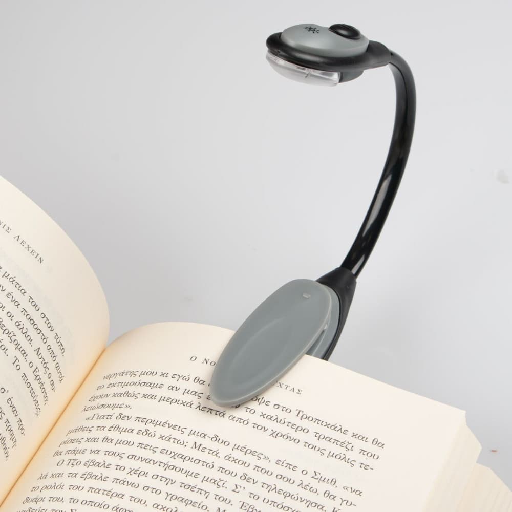 MIni lampa LED, clips prindere pentru citit, negru/gri — varianta 2