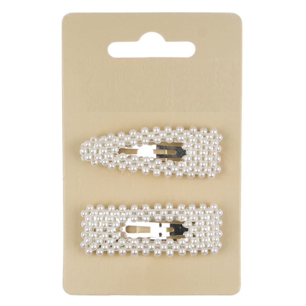 Clame par cu perle albe, 5.5 cm, 2 bucati — varianta 2