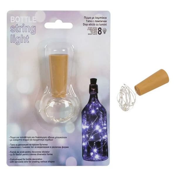 Dop pentru sticle decorativ cu LED, alb rece — principală