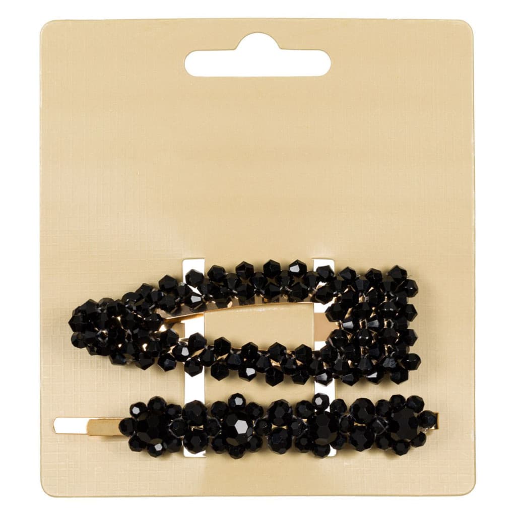 Clama & agrafa par cu pietre negre, 8 cm, 2 bucati — varianta 2