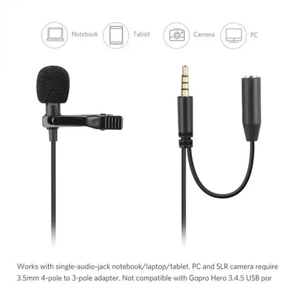 Microfon tip lavaliera cu clips, conector jack 3.5 mm — 2