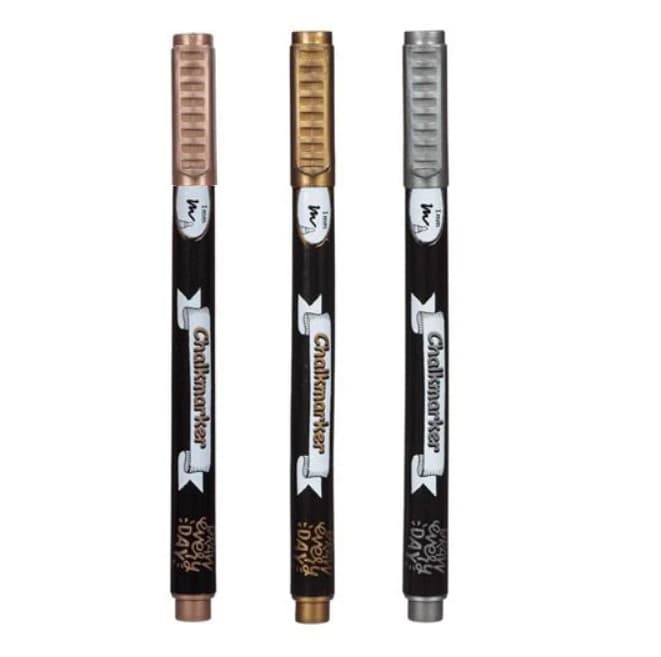 Set 3 carioci creta lichida, varf 1 mm, culori metalizate — principală