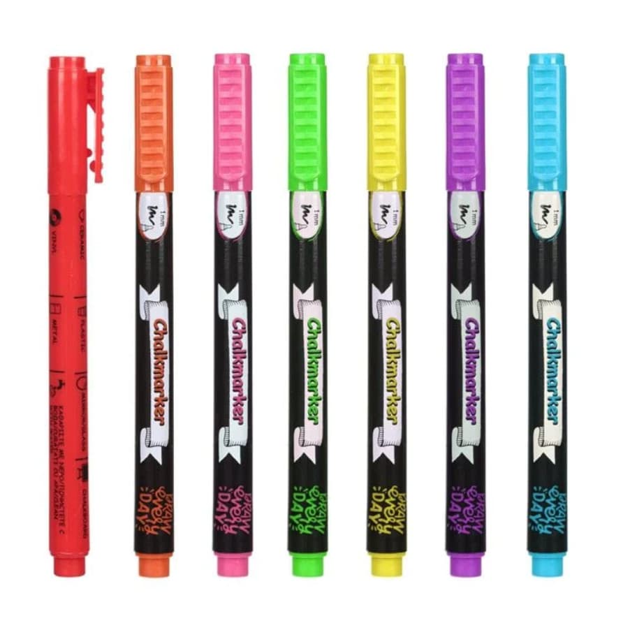 Set 7 carioci creta lichida, varf 1 mm, culori intense — principală
