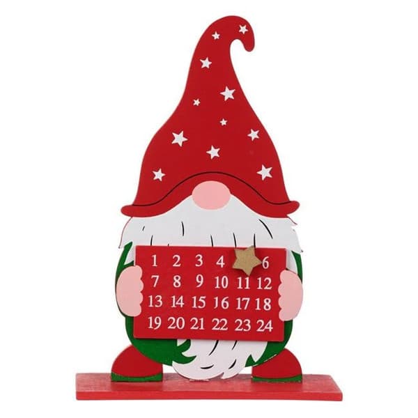 Decoratiune de Craciun din lemn, calendar cu gnom, 20 cm — principală