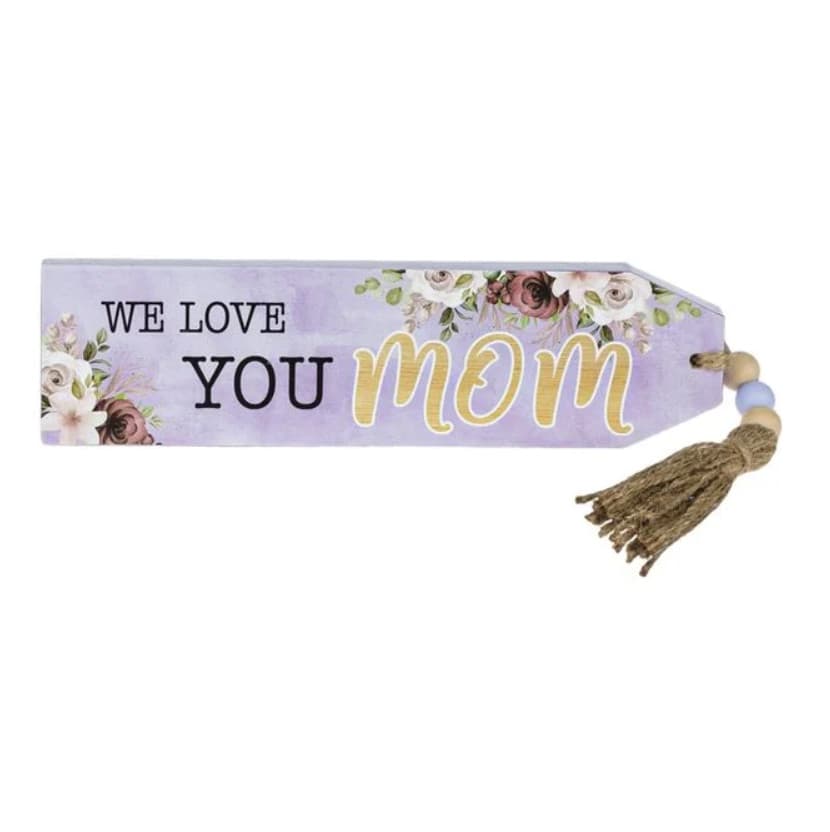 Decoratiune din lemn cu mesaj "We Love you Mom", 24 x 6.5 cm — 2