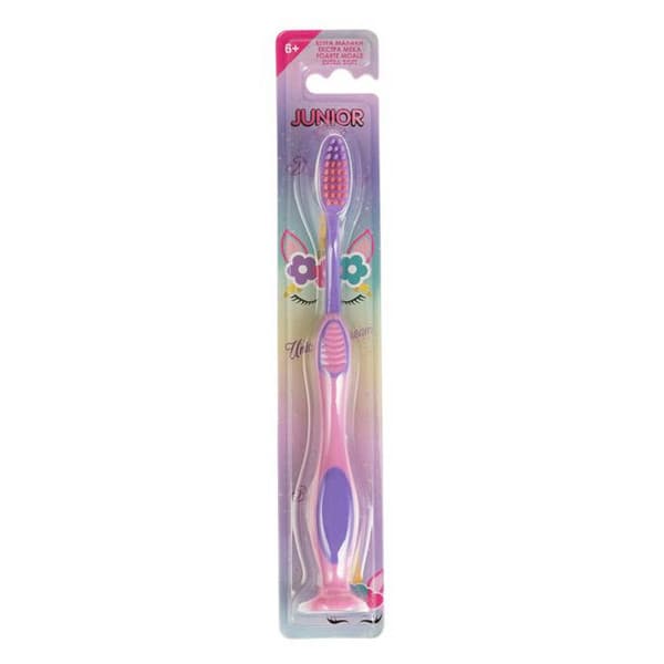 Periuta de dinti pentru copii, Junior, cu ventuza, extra soft, roz — varianta 3