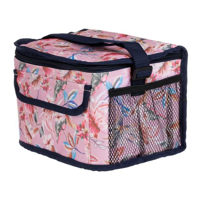 Geanta Izoterma, 25 x 16 x 18 cm, 7 litri, roz, model floral cu dungi — varianta 4
