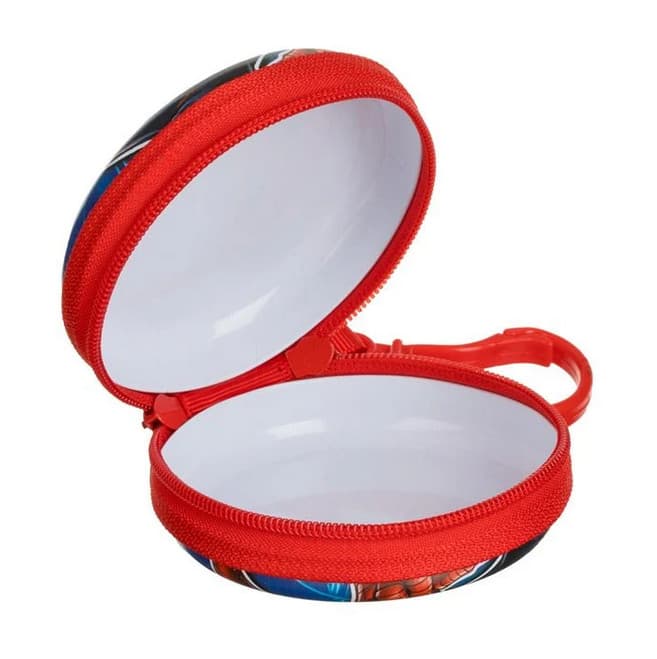 Portofel metalic pentru copii, rotund, model Spiderman, cu breloc, 7.5 cm, rosu — 2
