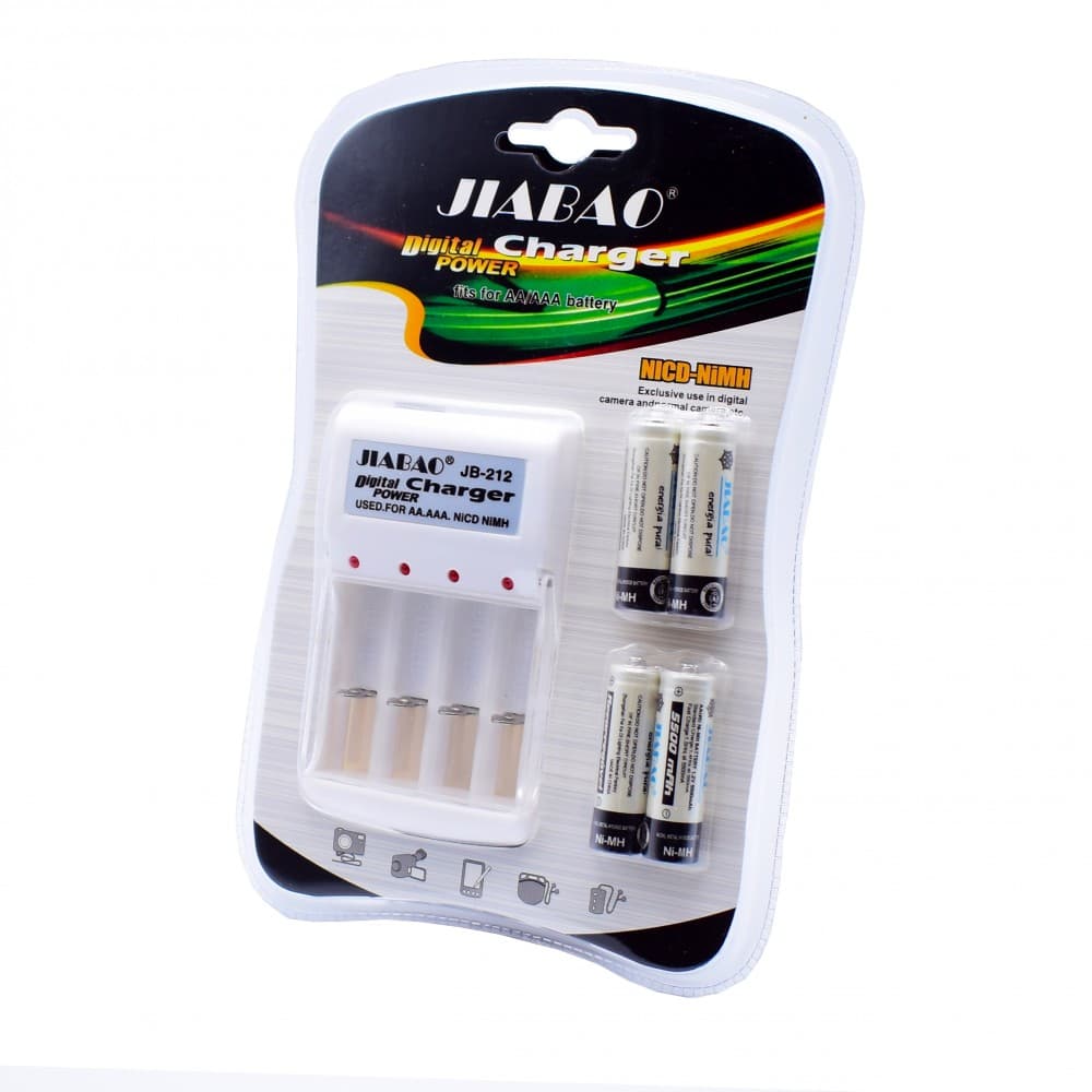 Set incarcator cu 4 acumulatori JB-212, 1.2V, 5500mAh — principală