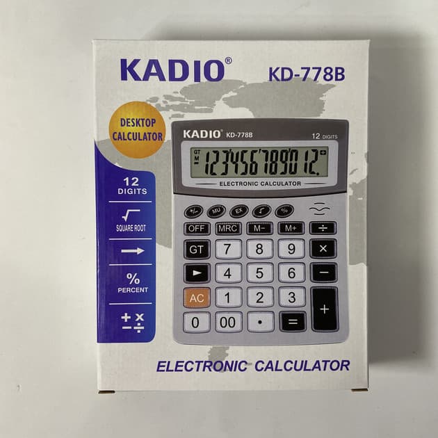 Calculator de birou KADIO KD-778D,  12 caractere, alimentare baterii + solara — varianta 2
