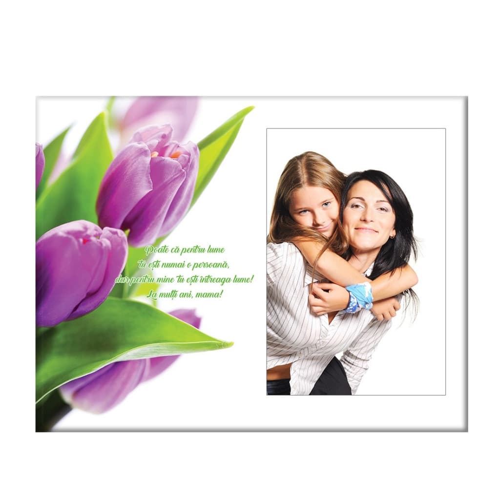 Rama foto decorativa din sticla, cu fotografia ta, mesaj Ziua Mamei — principală